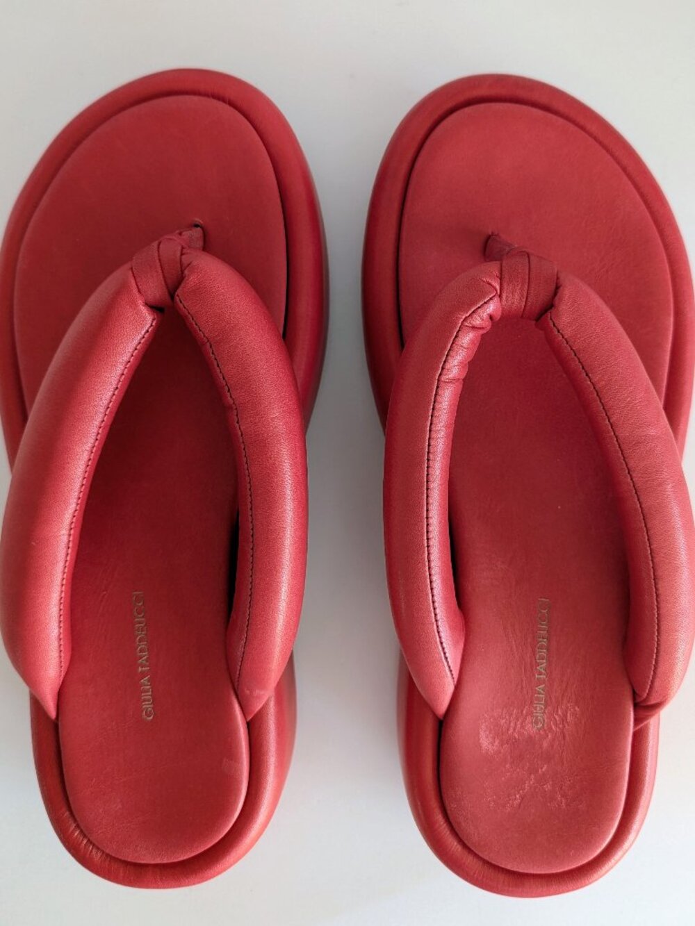 Giulia Taddeucci Puffy Thong Flatform Sandal Leather Red EU 37 US 6.5